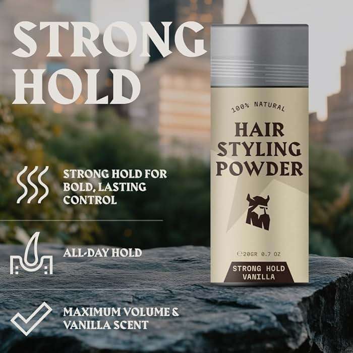 Striking Viking Hair Powder - 0.7 Oz, Vanilla Scent - Strong Hold Texture Powder for Men - Root Lift & Fullness Mens Volumizing Formula - Vanilla Scent Hair Dust - Image 2