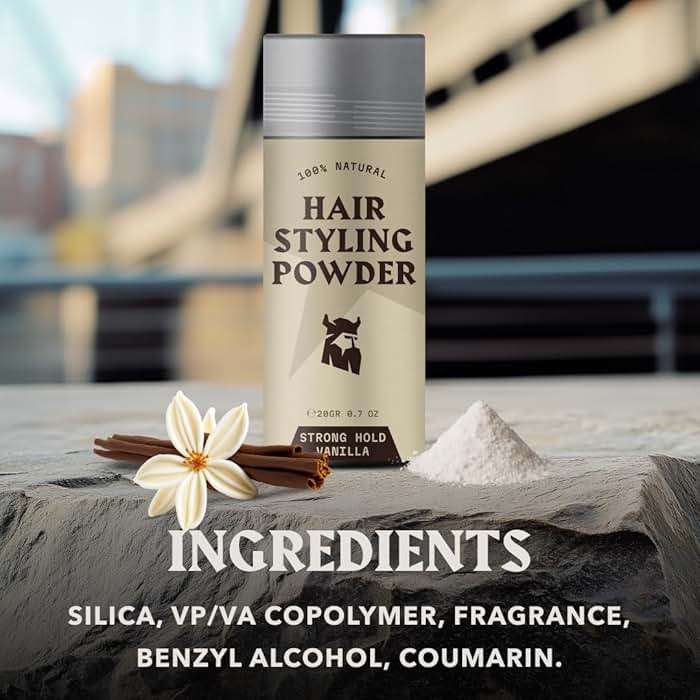 Striking Viking Hair Powder - 0.7 Oz, Vanilla Scent - Strong Hold Texture Powder for Men - Root Lift & Fullness Mens Volumizing Formula - Vanilla Scent Hair Dust - Image 9
