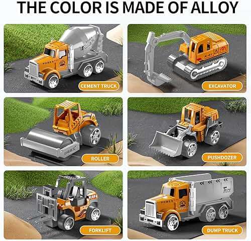 NIPLOOOW Toddler Boys Construction Truck Vehicle Toy Set with Play Mat and Die-Cast Toy Car, Transport Carrier Truck for Kids 3-5, Birthday Gifts Toys for 3-8 Year Old Boys - Image 6