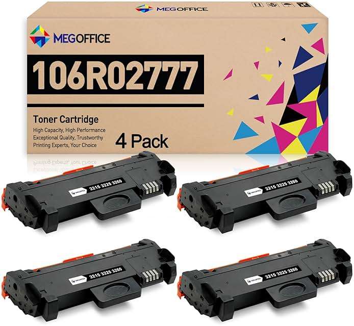 MEGOFFICE Compatible Toner Cartridge Replacement for Xerox 106R02777 106R02775 3260 3215 Black for Xerox Phaser 3260DNI 3260DI 3260 WorkCentre 3215NI 3225DNI 3225 3215 3052 Printer (Black, 4-Pack) - Image 1