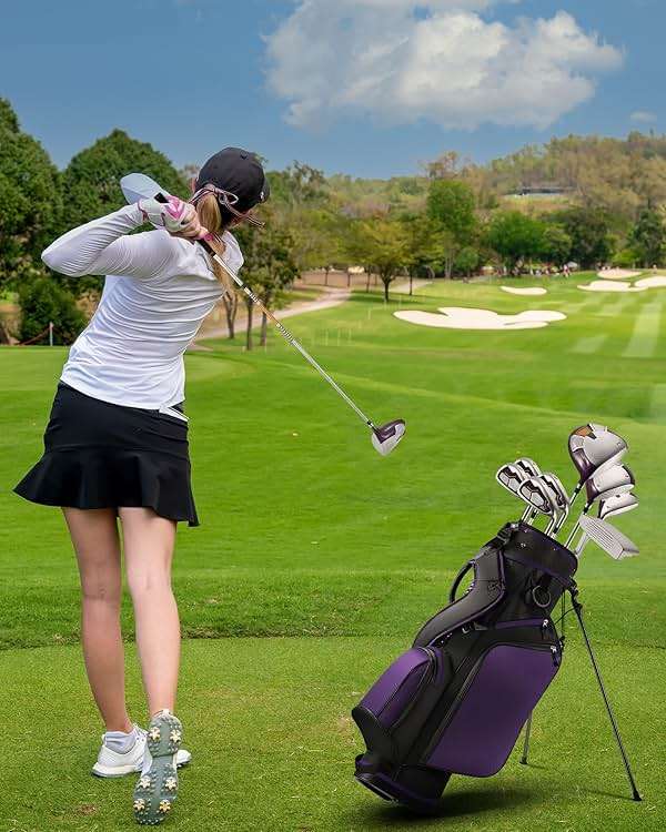 Golf Clubs Womens Golf Clubs 8 Pieces Golf Club Set with Head Cover Stand Bag Includes #1 Driver & #3 Fairway Wood & #4 Hybrid & #7#8#9#P Irons - Image 9