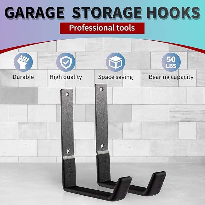 SINCHEEWAY Heavy Duty Steel Garage Hooks, Garage Storage Utility Hooks, Garden Tool Organizer, Steel Wall Mount Hooks, (6, Large) - Image 5