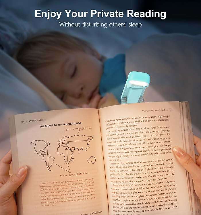 Gritin Reading Light, Rechargeable Book Light for Reading in Bed - Eye Caring 3 Color Temperatures, 5-Level Dimmable Brightness, Long Lasting, Compact Size Clip on Book Lamp for Bookworms-Blue - Image 8