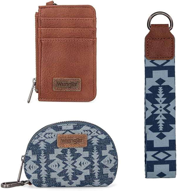 Wrangler Aztec Keychain Wristlet Wallets for Women Western Dual Pouch Wristlet Credit Card Holder Wallet with Zipper Pocket WG2212-W0051JN - Image 3