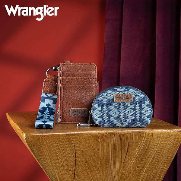 Wrangler Aztec Keychain Wristlet Wallets for Women Western Dual Pouch Wristlet Credit Card Holder Wallet with Zipper Pocket WG2212-W0051JN - Image 5