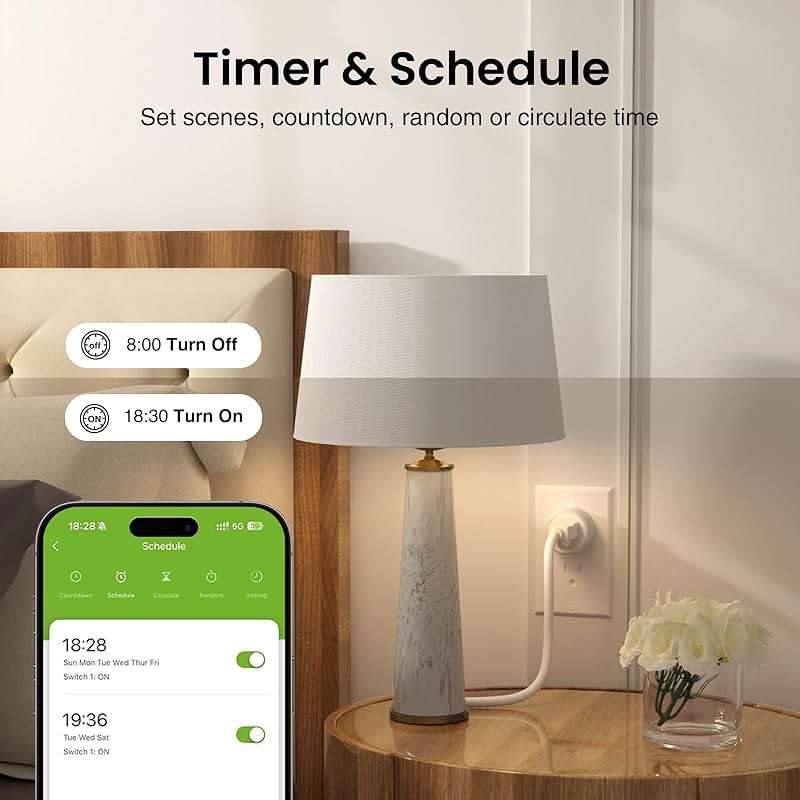 GHome Smart 5G 15A WiFi Smart Plug Compatible with Alexa and Google Home, Outlet Timer Smart Home WiFi Outlet Timer with Remote Control, 5GHz and 2.4GHz Wi-Fi Sockets, ETL FCC Listed, White, 2 Pack - Image 8