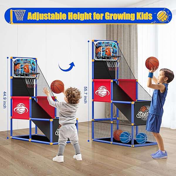 Kids Arcade Basketball Hoop with 4 Balls, Indoor Outdoor Single Shot Basketball Game for Toddler,Carnival Games Sport Toys Gifts for Boys Girls Ages 3-8 Years Old,Ideal for Competition - Image 2
