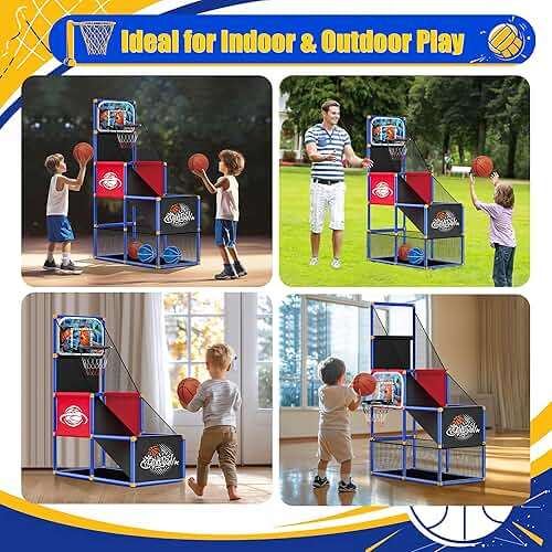 Kids Arcade Basketball Hoop with 4 Balls, Indoor Outdoor Single Shot Basketball Game for Toddler,Carnival Games Sport Toys Gifts for Boys Girls Ages 3-8 Years Old,Ideal for Competition - Image 4