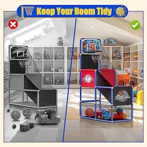 Kids Arcade Basketball Hoop with 4 Balls, Indoor Outdoor Single Shot Basketball Game for Toddler,Carnival Games Sport Toys Gifts for Boys Girls Ages 3-8 Years Old,Ideal for Competition - Image 5