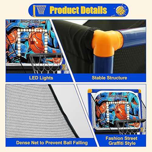 Kids Arcade Basketball Hoop with 4 Balls, Indoor Outdoor Single Shot Basketball Game for Toddler,Carnival Games Sport Toys Gifts for Boys Girls Ages 3-8 Years Old,Ideal for Competition - Image 6