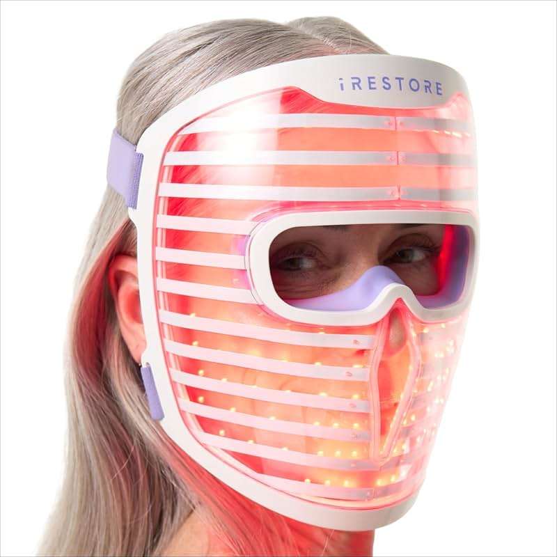 iRestore LED Face Mask for Youthful Skin, Red Light Therapy for Face, Red, Blue & Infrared Therapy for Wrinkles, Fine Lines, Dark Spots with 360 LEDs, Skincare Device for Women & Men - Image 1