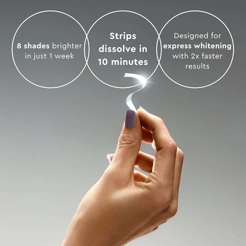 MOON Dissolving Teeth Whitening Strips, 28 Platinum Express No Rinse White Strips, Winter Mint, Hydrogen Peroxide & Essential Oils, Whiten Sensitive Teeth up to 8 Shades in 1 Week, Travel Essentials - Image 2