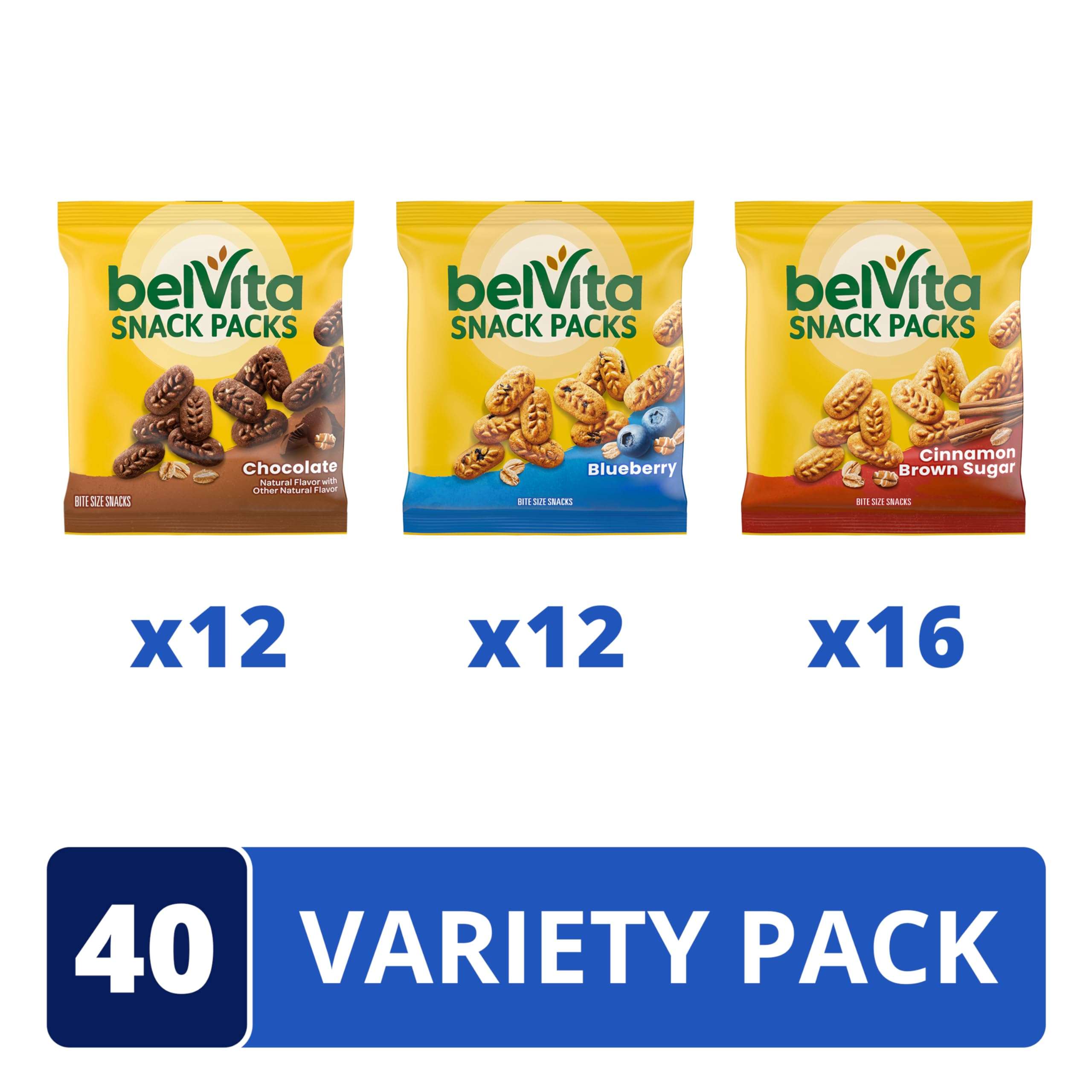 belVita Bite Size Snacks Variety Pack, Blueberry, Chocolate and Cinnamon Brown Sugar Crunchy Bites, 40 Snack Packs - Image 4