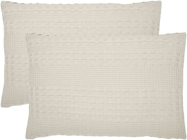 VHC Brands 100% Cotton Waffle Weave Natural King Size Sham Set of 2 20x36, Decorative Throw Pillow Covers/Shams, Boho Farmhouse Bedroom Decor - Image 4
