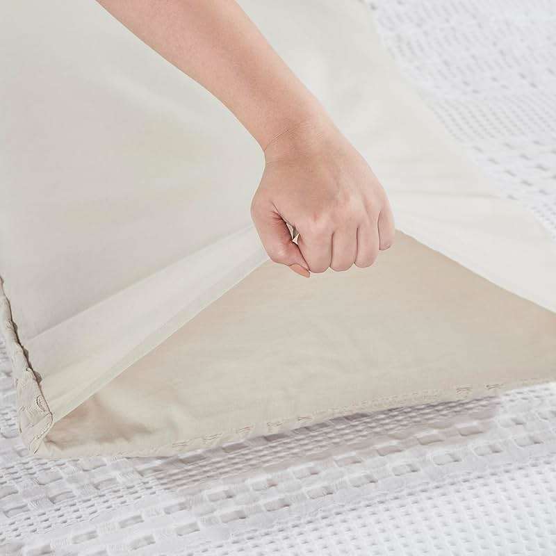 VHC Brands 100% Cotton Waffle Weave Natural King Size Sham Set of 2 20x36, Decorative Throw Pillow Covers/Shams, Boho Farmhouse Bedroom Decor - Image 5