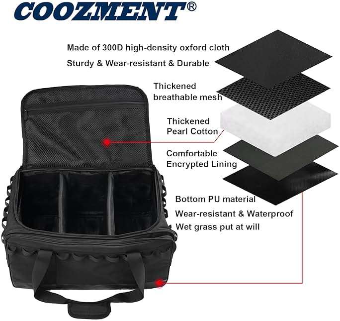 COOZMENT 35L Camping Bag,Tactical Duffle Bag with Waterproof Bottom,Shoe Bag for Travel/Outdoor with 3 Adjustable Dividers,Picnic Camping Organizer,Multi-functional Duffel Bag for Camping/Sports/GYM - Image 5