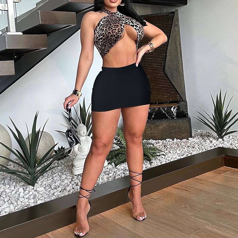 Leopard Cheetah Skirt with Shorts, Sexy Night Club High Waist Elastic Leopard Print Bodycon Mini Skirts for Women - Image 3