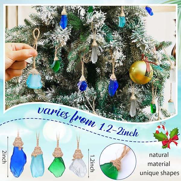 RattanView Christmas Sea Glass for Crafts Sea Glass Christmas Tree Ornament Beach Themed Seaglass Ornament Sets for Christmas Tree Centerpiece Home Decor Beach Weddings(24 Pcs,Ocean) - Image 3