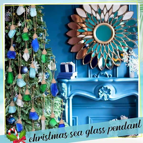 RattanView Christmas Sea Glass for Crafts Sea Glass Christmas Tree Ornament Beach Themed Seaglass Ornament Sets for Christmas Tree Centerpiece Home Decor Beach Weddings(24 Pcs,Ocean) - Image 4