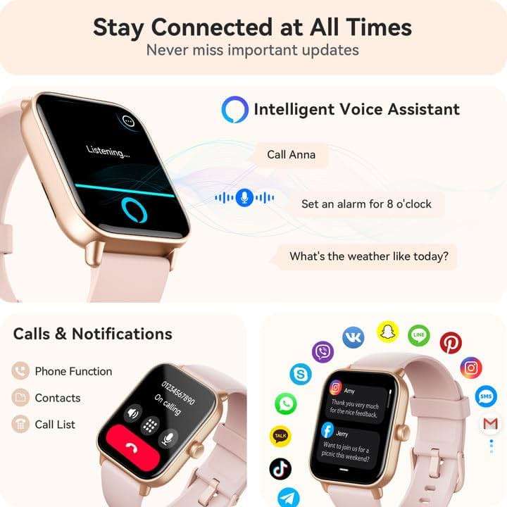 Smart Watch for Women Android & iPhone, Alexa Built-in, IP68 Waterproof Activity Fitness Tracker with Bluetooth Call (Answer/Make), 1.8" Smartwatch with Heart Rate/SpO2/Sleep Monitor, 100+ Sports Mode | for Women, Android & iPhone, Alexa Built-in, IP68 Waterproof, with Bluetooth Call, (Answer/Make), with Heart Rate/SpO2/Sleep - Image 3