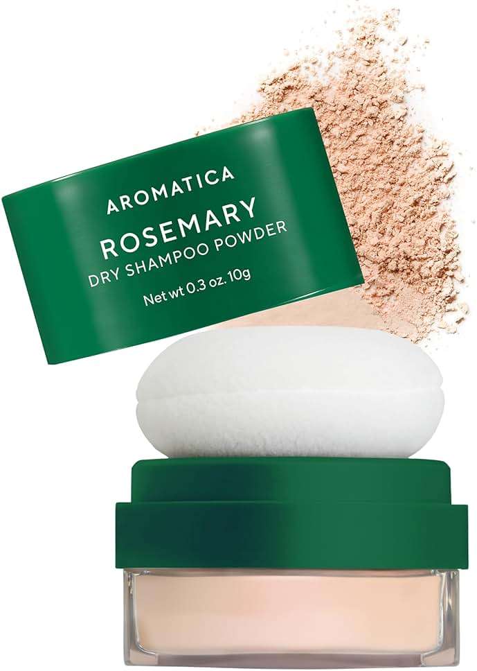 AROMATICA Rosemary Dry Shampoo Powder, Travel Size (10g/0.3oz) - Root Lifting & Volumizing Hair Powder with Panthenol + Biotin, Oil-Absorbing, Non-Aerosol, Talc-Free, Korean Hair Care, for Women - Image 1
