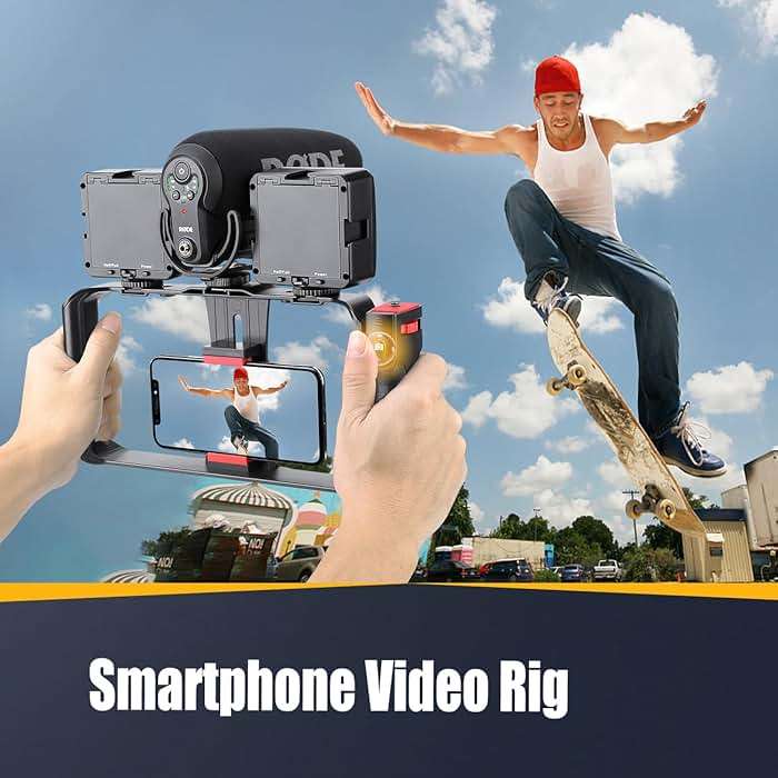 Zeadio Camera Smartphone Handheld Stabilizer, Triple Cold-Shoe Handle Grip Compatible with All Camera Action Camera DSLR Smartphone - Image 3