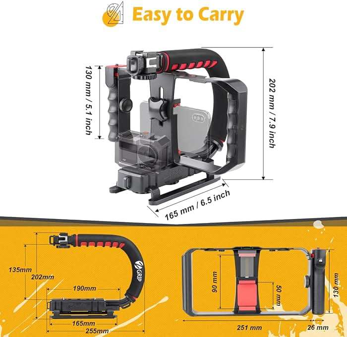 Zeadio Camera Smartphone Handheld Stabilizer, Triple Cold-Shoe Handle Grip Compatible with All Camera Action Camera DSLR Smartphone - Image 7