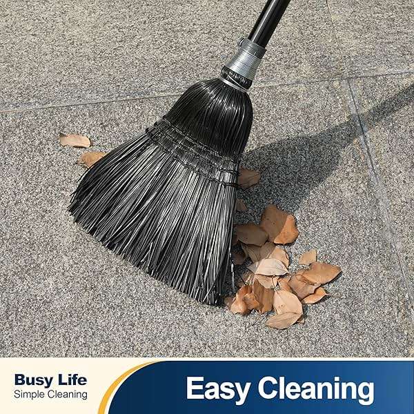 Yocada Broom Commercial Indoor Outdoor Broom 55.5 inch Tall for Courtyard Garage Lobby Mall Market Floor Home Office Leaves Stone Dust Rubbishb Black - Image 5