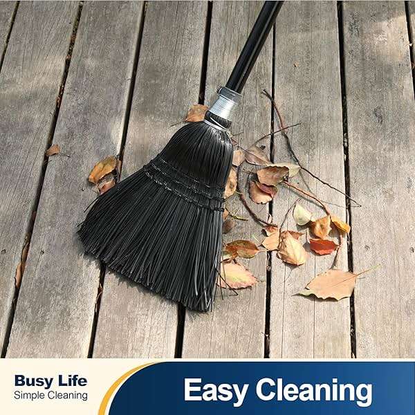 Yocada Broom Commercial Indoor Outdoor Broom 55.5 inch Tall for Courtyard Garage Lobby Mall Market Floor Home Office Leaves Stone Dust Rubbishb Black - Image 6