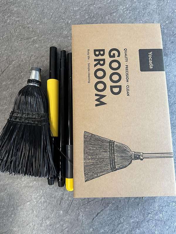 Yocada Broom Commercial Indoor Outdoor Broom 55.5 inch Tall for Courtyard Garage Lobby Mall Market Floor Home Office Leaves Stone Dust Rubbishb Black - Image 7