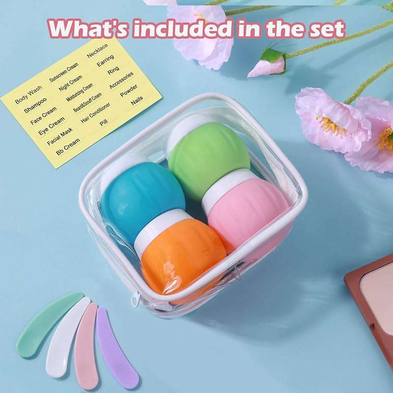 Travel Containers for Toiletries, GLAMFIELDS TSA Approved 1.7oz 50ml Travel Size Silicone Cream Jars BPA Free, Leak-proof Travel Essentials with Lid for Cosmetic Face Hand Body Cream Orange (4 Pack) - Image 4