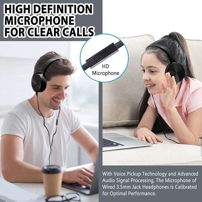 Wensdo 24 Pack Classroom Headphones Bulk with Microphone for Kids School Students , Wholesale Durable Wired Headsets Class Set for Children and Adult (HY450, Black) - Image 2