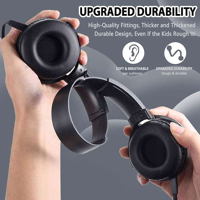 Wensdo 24 Pack Classroom Headphones Bulk with Microphone for Kids School Students , Wholesale Durable Wired Headsets Class Set for Children and Adult (HY450, Black) - Image 3