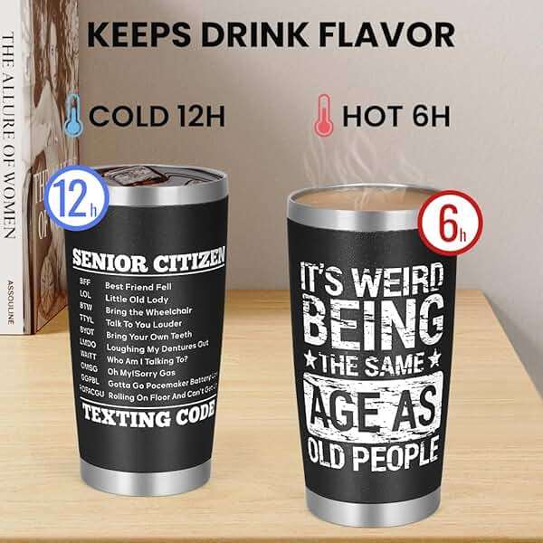Cessfle Weird Being the Same Age as Old People Tumbler, 20oz Funny Senior Citizens Tumbler Gifts, Funny Gag Gifts Birthday Gifts for Men, 40th 50th 60th 70th 80th Birthday Gifts for Men Women… - Image 6