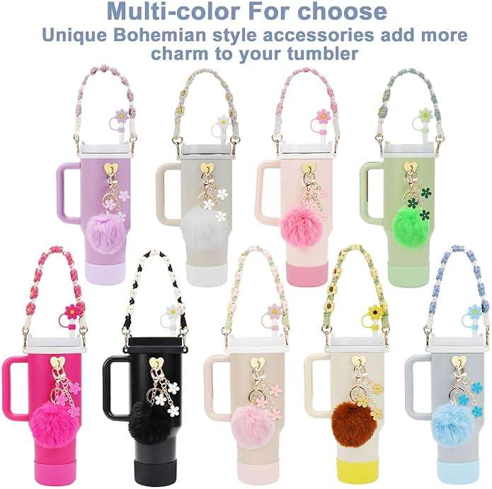 3tyto 13 Pcs Stanley Cup Accessories Set Including Water Bottle Handle Strap, Siliocne Stanley Cup Boot, Siliocne Straw Cover, Stanley Charms for Stanleys Cup 40oz & 30oz Tumbler - Image 6