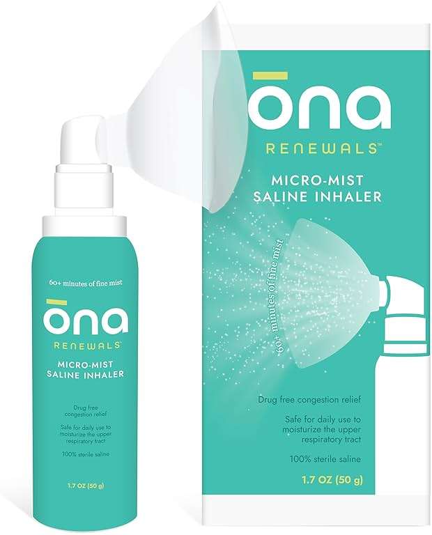 Ona Micro-Mist Saline Inhaler for Congestion, Sinus, Cough & Cold, and Allergy Relief, FSA/HSA Eligible, Unscented, 1.7oz (Pack of 1) - Image 1