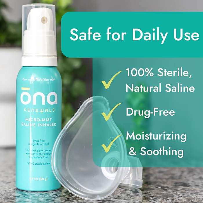 Ona Micro-Mist Saline Inhaler for Congestion, Sinus, Cough & Cold, and Allergy Relief, FSA/HSA Eligible, Unscented, 1.7oz (Pack of 1) - Image 4