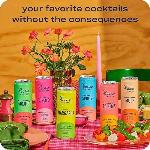 Recess Zero Proof Craft Mocktails, Alcohol Free Drinks, With Adaptogens, Non-Alcoholic Beverage Replacement, Mixer, Celebration, Party, (Happy Hour Sampler, 12oz, Pack of 12) - Image 7