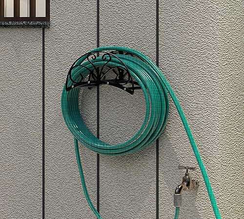 Fire Beauty Heavy-Duty Metal Hose Holder, Wall-Mounted Garden Hose Reel Organizer for Outdoor Yard, Solid Iron Decorative Hanger Storage - Image 7
