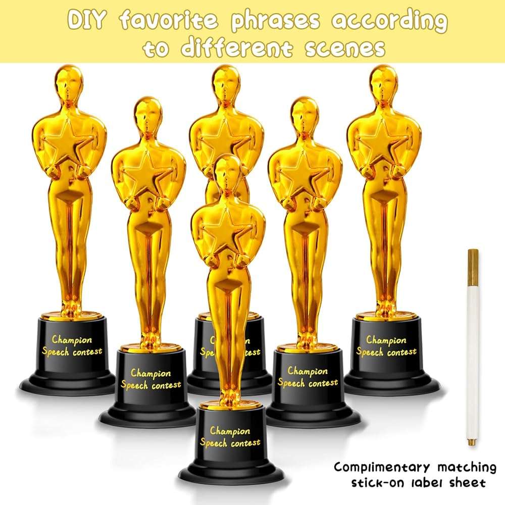 COJOSQC Mini Plastic Trophy Award, Hollywood Theme Party Decorations, for contests and Parties Such as Dances, Golf, Movies, Employee Appreciation, Basketball Themes. Small Trophies. - Image 3