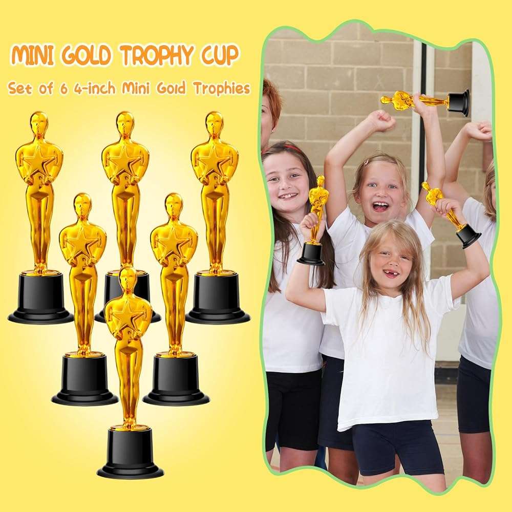 COJOSQC Mini Plastic Trophy Award, Hollywood Theme Party Decorations, for contests and Parties Such as Dances, Golf, Movies, Employee Appreciation, Basketball Themes. Small Trophies. - Image 4
