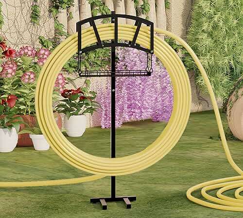 Fire Beauty Garden Hose Holder,Freestanding Water Hose Holder with Storage Basket,In ground Hose Rack Organizer for Outdoor,Detachable Hose Holder Stake,Hose Reel Stand Rack for Outside Lawn Yard - Image 9