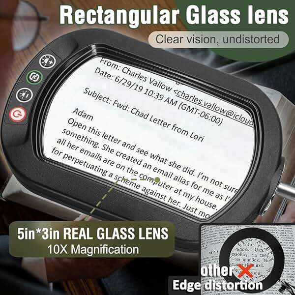 Veemagni 12X Rectangle Magnifying Glass with Light and Stand, 5 Color Modes Stepless Dimmable, 2-in-1 LED Lighted Desk Lamp & Clamp, Hands Free Magnifier for Reading Crafts Repair Painting Close Work - Image 2