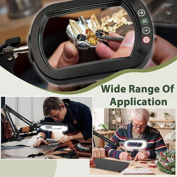 Veemagni 12X Rectangle Magnifying Glass with Light and Stand, 5 Color Modes Stepless Dimmable, 2-in-1 LED Lighted Desk Lamp & Clamp, Hands Free Magnifier for Reading Crafts Repair Painting Close Work - Image 7