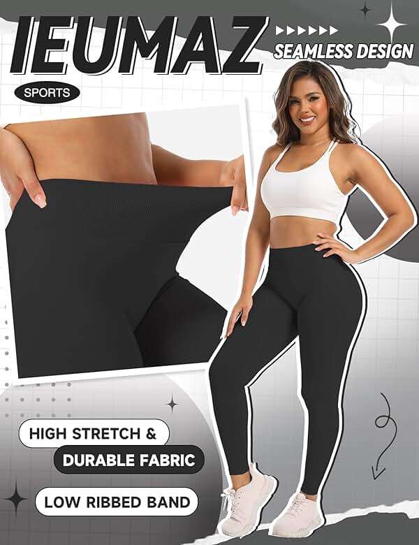 Ieumaz Scrunch Butt Lifting Leggings for Women Gym Seamless Workout Leggings Mid Low Waist Tummy Control Yoga Pants - Image 2