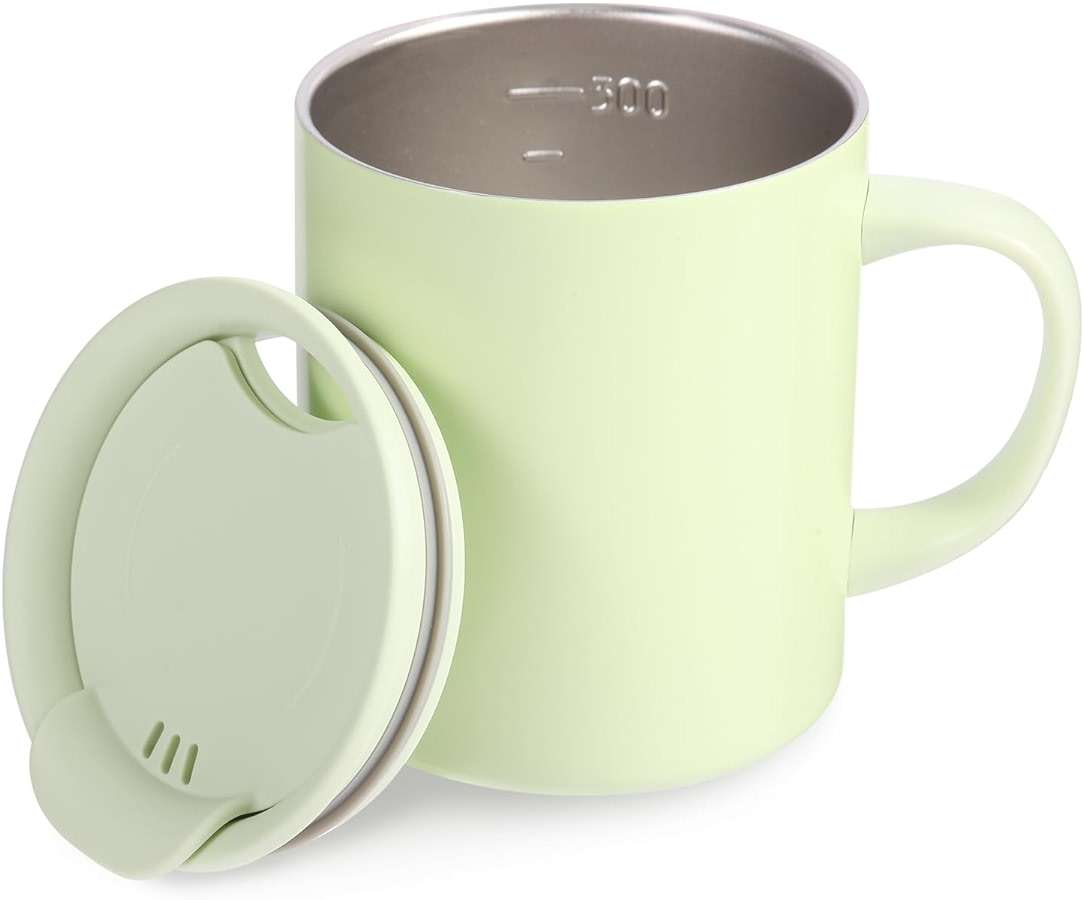 TCKJ 12oz Insulated Coffee Mug with Handle & Lid - 316 Stainless Steel | Precise Internal ML Markings,Desk & Outdoor Versatility,Desk & Meeting Room Companion,Condensation-Free Ice Retention - Image 1