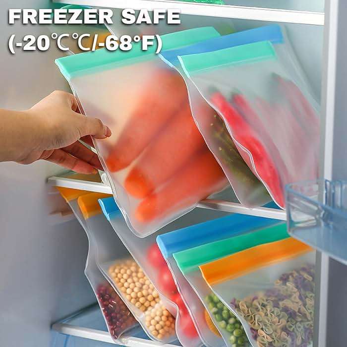 SHUCHUANG 10 Pack Reusable Snack Bags, BPA Free PEVA Food Storage, Extra Thick Dishwasher Safe Freezer Safe, Small Snack Size for Lunch Travel - Image 4