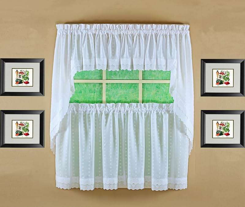 Today's Curtain, Ribbon Eyelet Swag 38", White, 60" W x 38" L - Image 4