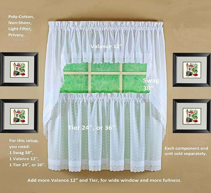 Today's Curtain, Ribbon Eyelet Swag 38", White, 60" W x 38" L - Image 5