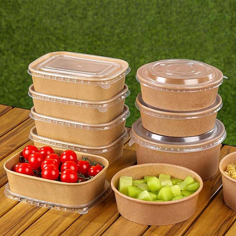 50-Pack 29oz Disposable Kraft Paper Bowls【with Lids and Forks】,Meal Prep Containers Disposable Togo Food Deli Containers for Restaurant Supplies Take Out Containers, Microwave Safe for Hot/Cold Food - Image 7